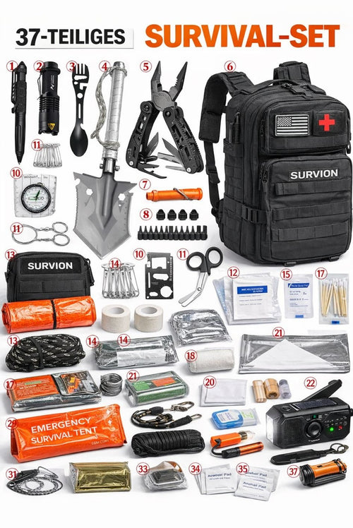 Survival- & Notfallrucksack – 37-teilig